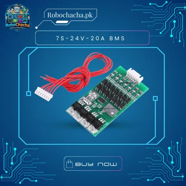 7S 24V 20A Li-ion Lithium 18650 Battery BMS Protection Board with Balancing and Matching Cable