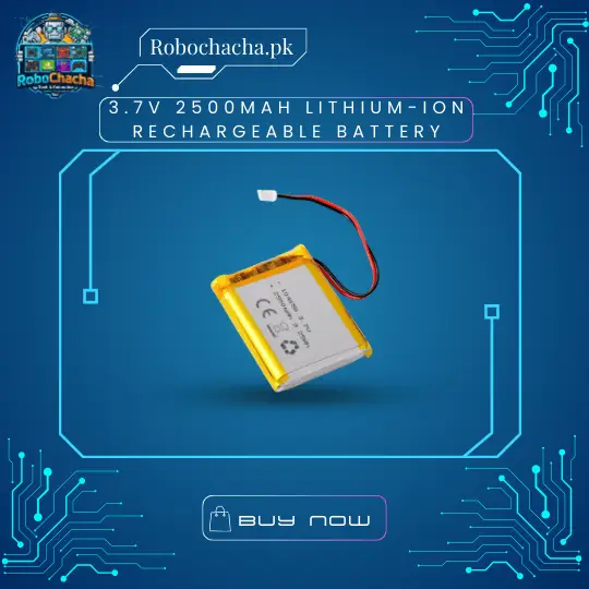 3.7V 2500mAh Rechargeable Lithium Polymer Li-Po Battery Pack with JST Connector for Electronics - Robochacha Pakistan