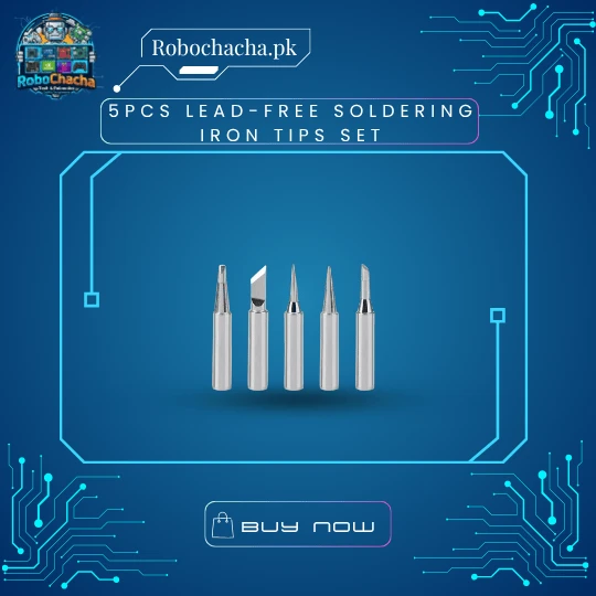 5-Piece 900M-T Lead-Free Soldering Iron Tip Set with Needle, Chisel, and Knife Shapes for Electronics Repair - Robochacha Pakistan
