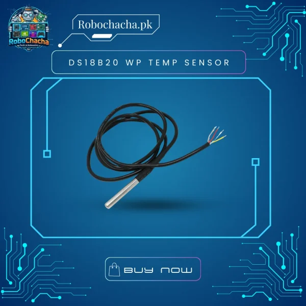 Waterproof DS18B20 Digital Temperature Sensor Probe with 1-Meter Cable for Arduino and Liquid Monitoring - Robochacha Pakistan