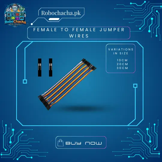 40-Pin Rainbow Female to Female Jumper Wires (Hole to Hole) in 10cm, 20cm, and 30cm variations - Robochacha Pakistan