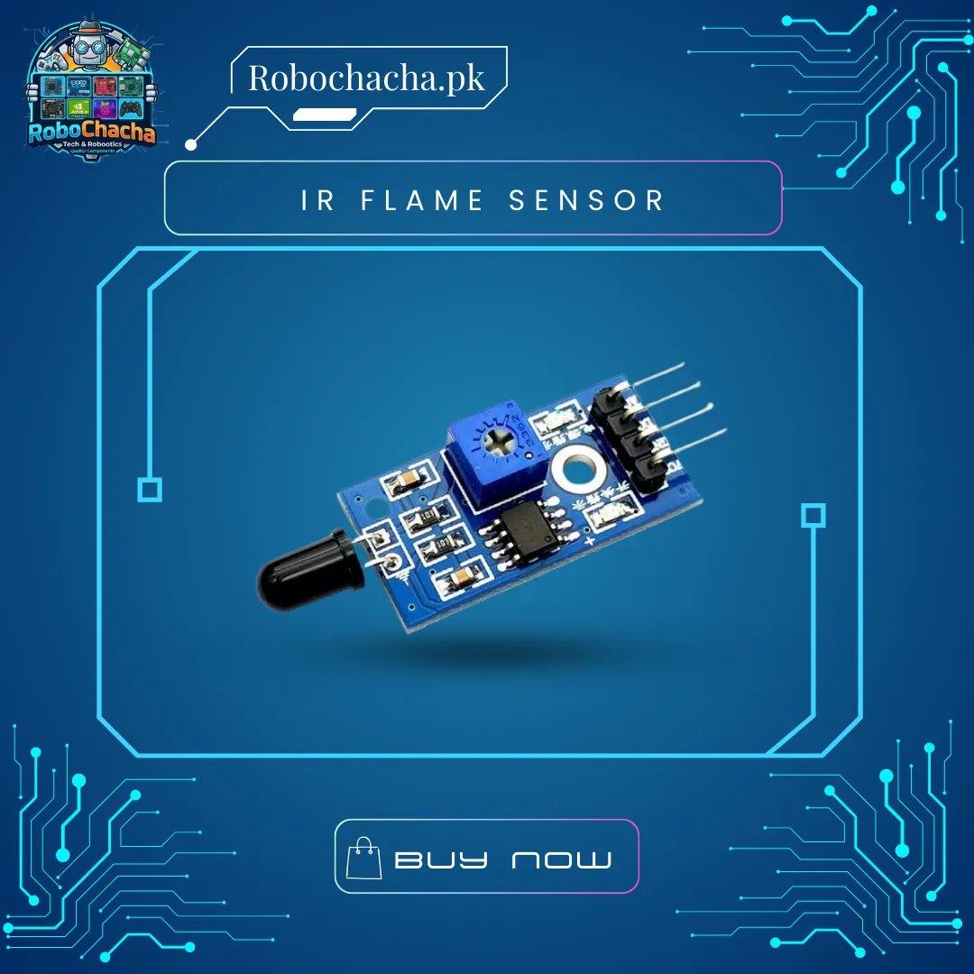 IR Flame Sensor Module for Fire Detection with LM393 Comparator and Dual Output for Arduino Robotics - Robochacha Pakistan