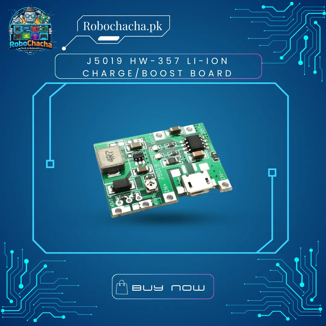 J5019 HW-357 Li-ion Battery Charging and Boost Converter Module Adjustable 4.3V-27V for 18650 Power Projects - Robochacha Pakistan