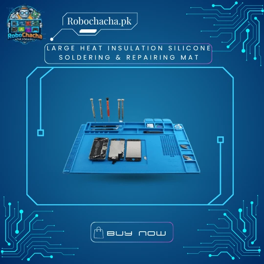 Large 45cm x 30cm Heat Insulation Silicone Soldering and Repair Mat with Magnetic Slots and Ruler - Robochacha Pakistan