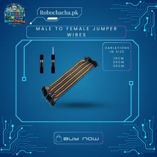 40-Pin Rainbow Male to Female Jumper Wires (Pin to Hole) available in 10cm, 20cm, and 30cm lengths - Robochacha Pakistan