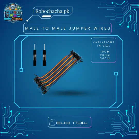40-Pin Rainbow Male to Male Jumper Wires (Pin to Pin) in 10cm, 20cm, and 30cm lengths for breadboards - Robochacha Pakistan