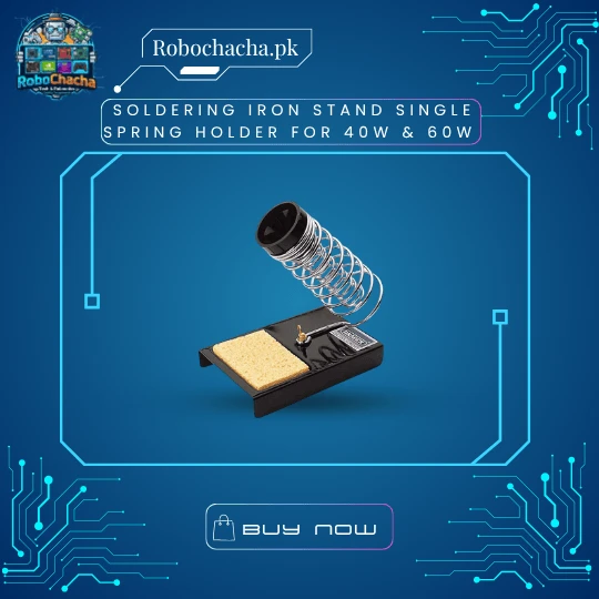 Single Spring Soldering Iron Stand with Metal Base and Cleaning Sponge for 40W and 60W Soldering Irons - Robochacha Pakistan