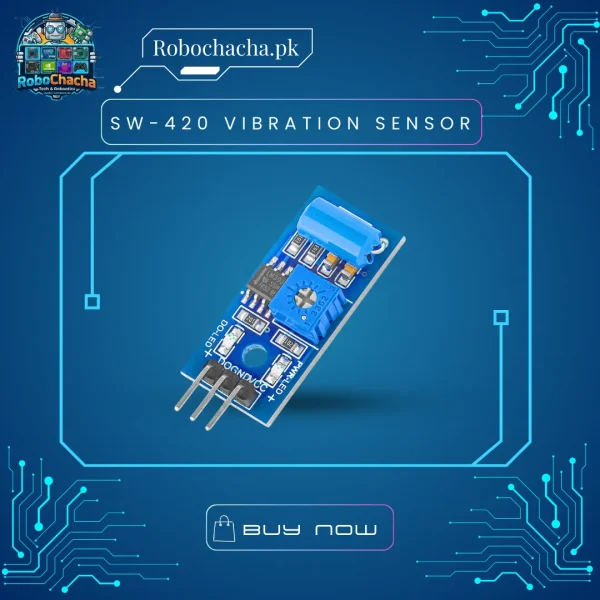 SW-420 Vibration Sensor Module with High Sensitivity Shock Detection and LM393 Comparator for Arduino and Security Alarms - Robochacha Pakistan