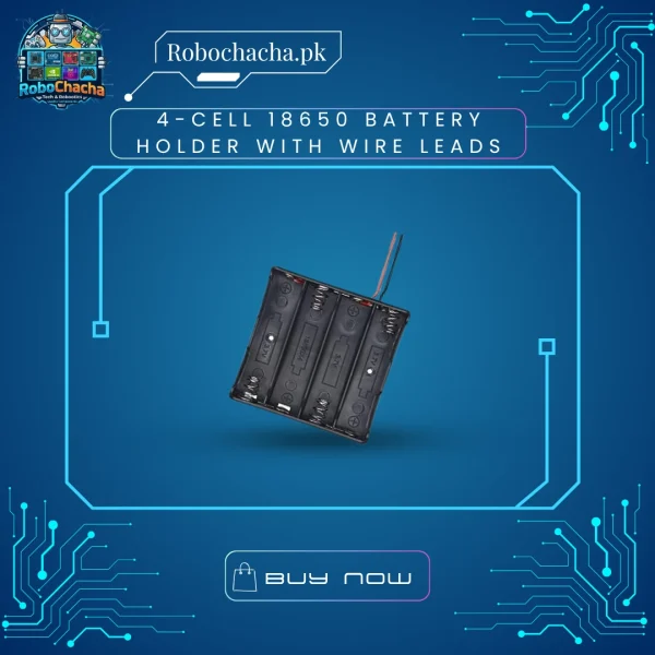 4-Slot 18650 Lithium-Ion Battery Holder for 14.8V Robotics and High-Voltage DC Projects