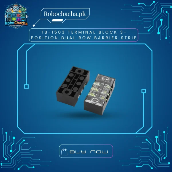 TB-1503 3-Position Dual Row Barrier Terminal Block with Transparent Safety Cover