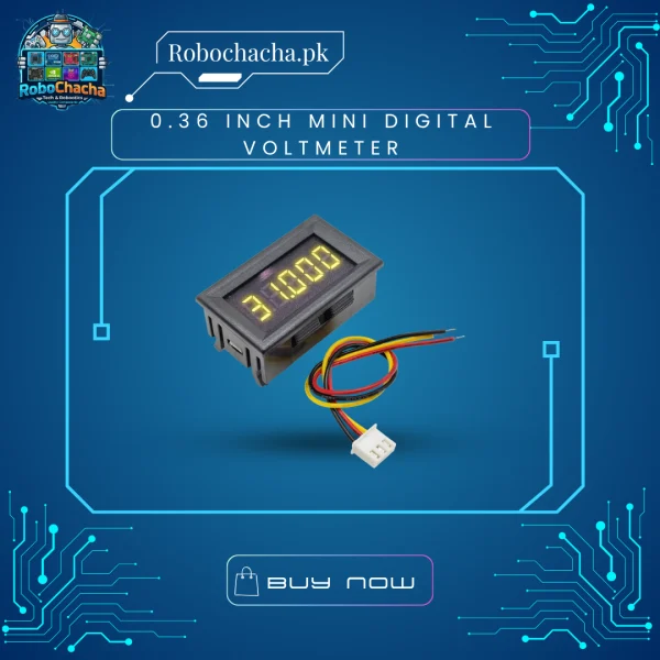 0.36 Inch Mini 3-Wire Digital Voltmeter DC 0-30V LED Panel Meter with Snap-In Plastic Shell