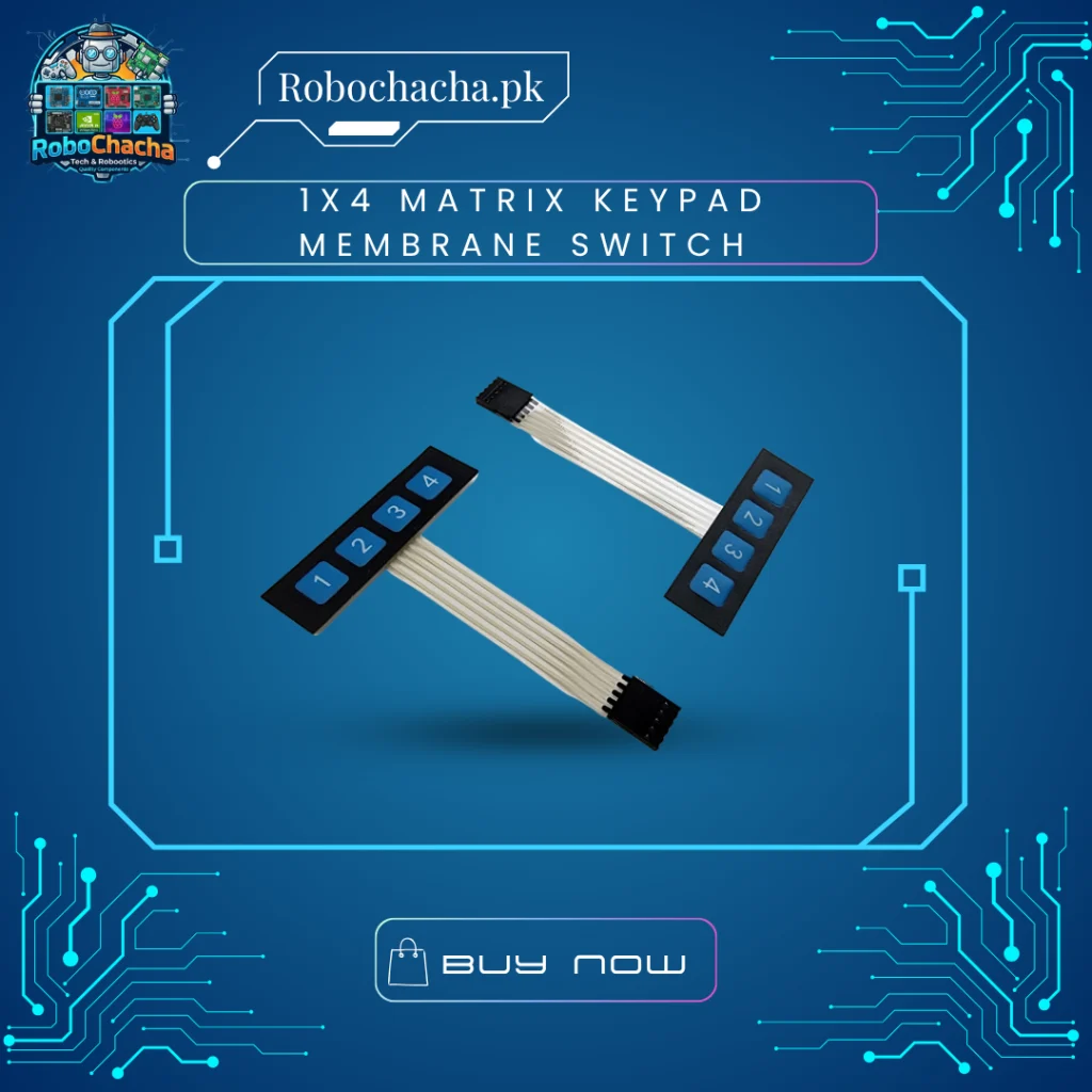 1x4 Matrix Keypad 4 Key Flexible Membrane Matrix Switch Module for Arduino, PIC, and AVR Microcontrollers
