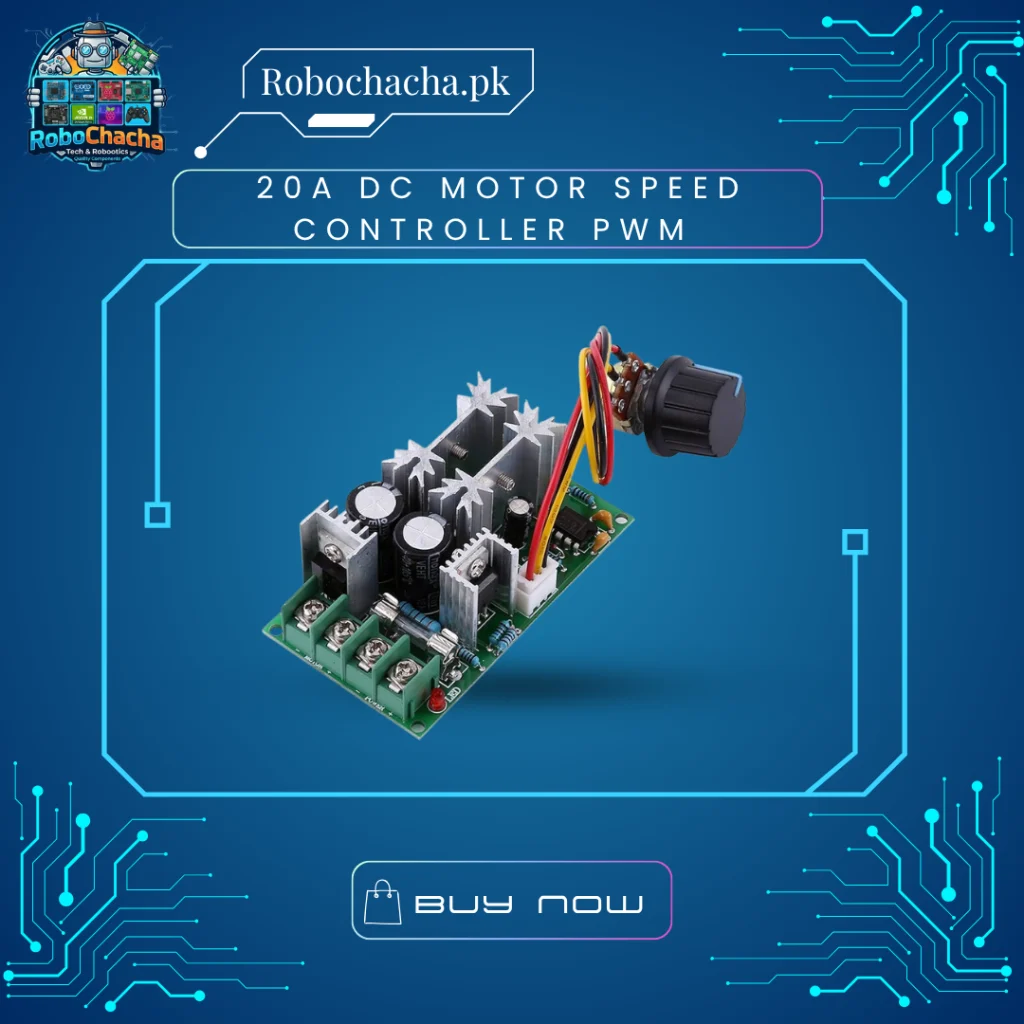 20A High Power DC PWM Motor Speed Controller Module 9V-60V with Adjustable Voltage Potentiometer Knob