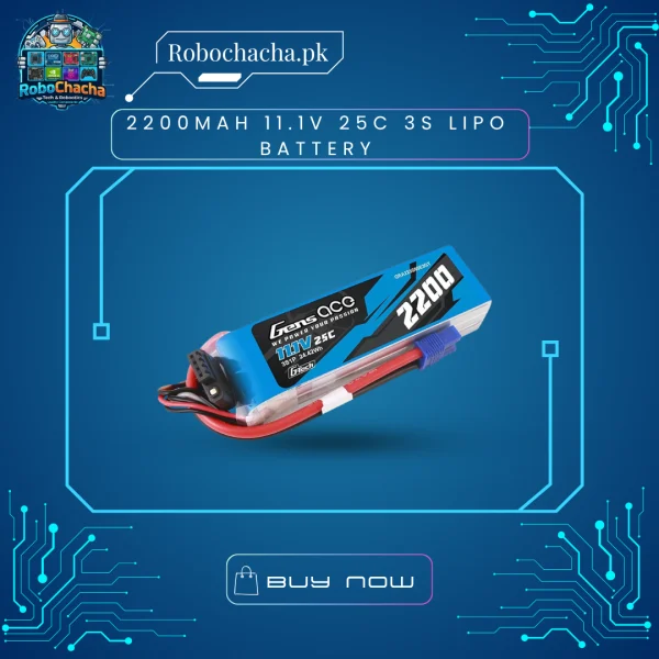2200mAh 11.1V 25C 3S Lithium Polymer (LiPo) High Discharge Battery for RC Drones and Planes