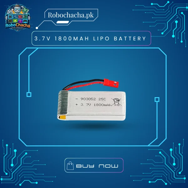 3.7V 1800mAh 903048 High Capacity Rechargeable Li-Po Battery for Mid-Sized Drones and RC Robotics