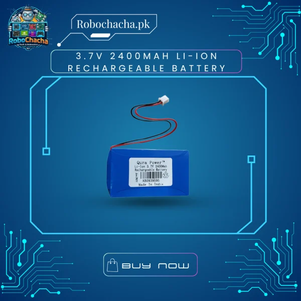 3.7V 2400mAh Rechargeable Lithium Ion Battery Pack - 40mm x 30mm x 20mm - for DIY Projects and Robotics