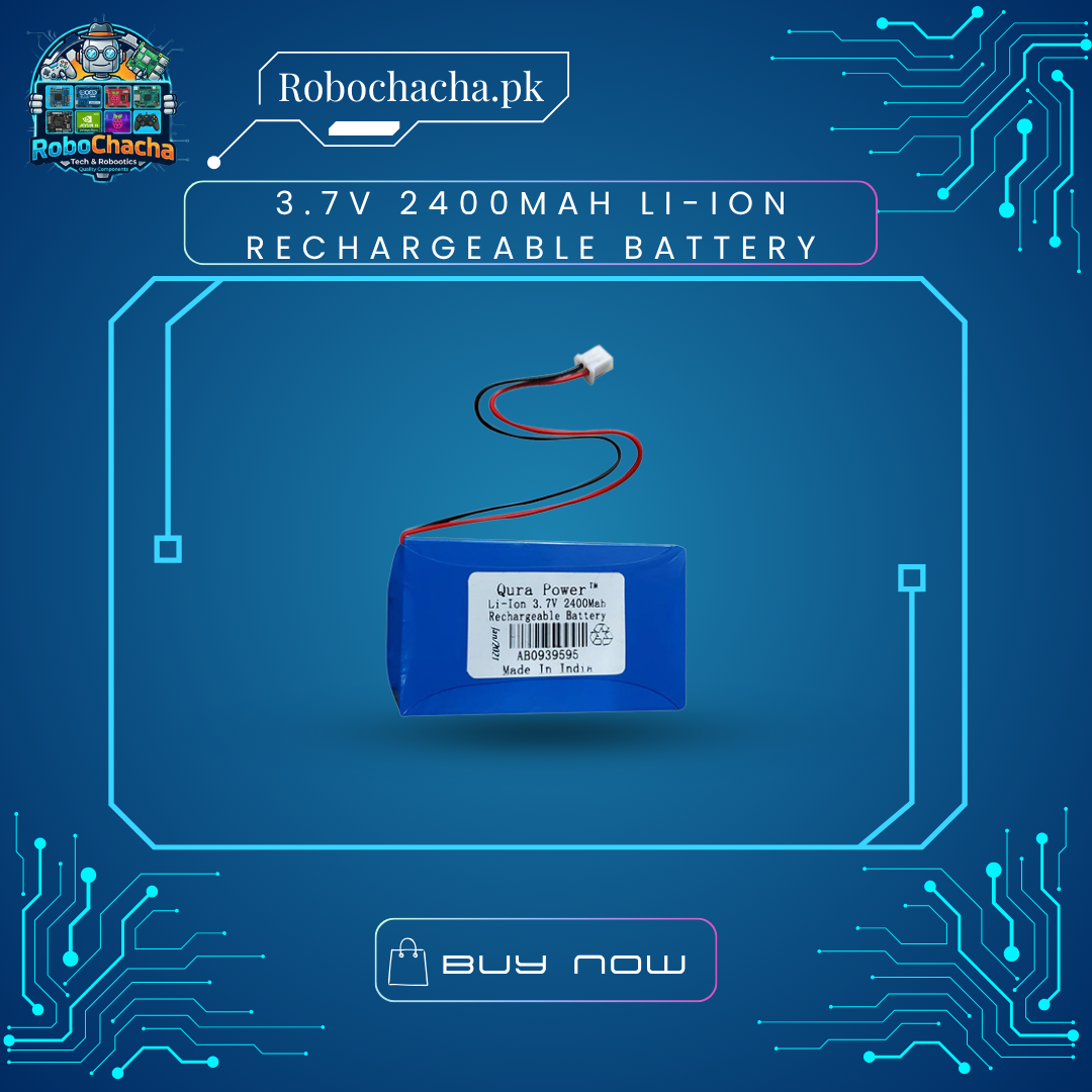3.7V 2400mAh Li-Ion Rechargeable Battery Pack 3.7V 2400mAh Rechargeable Lithium Ion Battery Pack - 40mm x 30mm x 20mm - for DIY Projects and Robotics