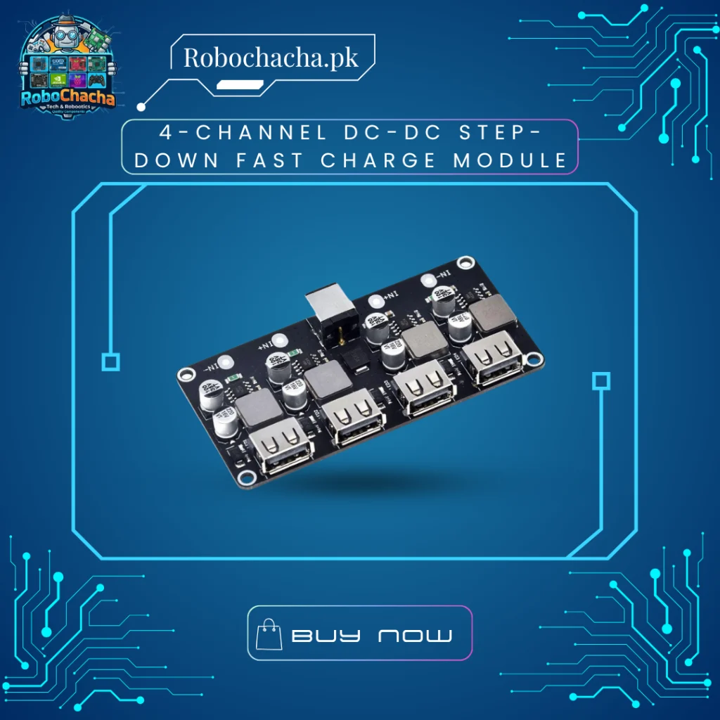 4-Channel DC-DC Step-Down Buck Converter Module Supporting Qualcomm QC2.0 QC3.0 Fast Charge 24W Per Port for Multi-Device Power Stations