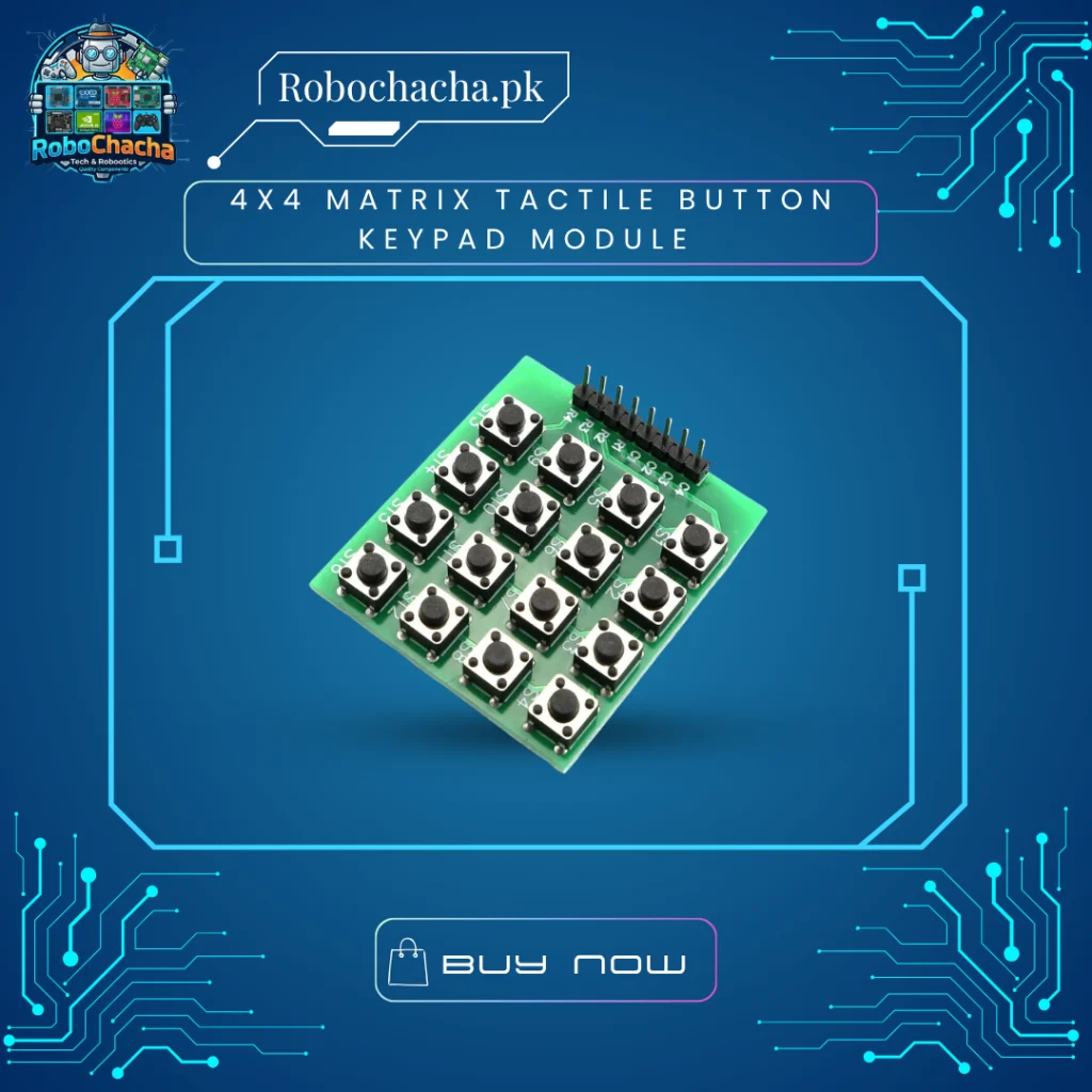 4x4 Matrix Tactile Push Button Keypad Module 16 Key Hard Switch Array Board for Arduino, PIC, and Robotics Projects