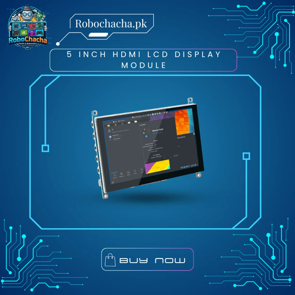 5 Inch 800x480 HDMI LCD Display Module with Capacitive Multi-Touch Screen for Raspberry Pi and Windows Desktop Computers - Robochacha Pakistan