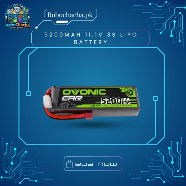 5200mAh 11.1V 11.1V 3S 50C LiPo Battery Pack for DJI Drones and Professional RC Projects