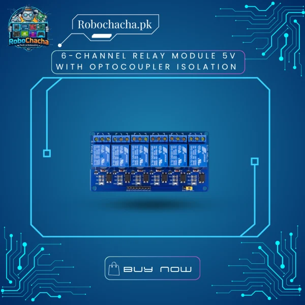 6-Channel 5V Relay Module Board with Optocoupler Isolation for Arduino Home Automation and Robotics
