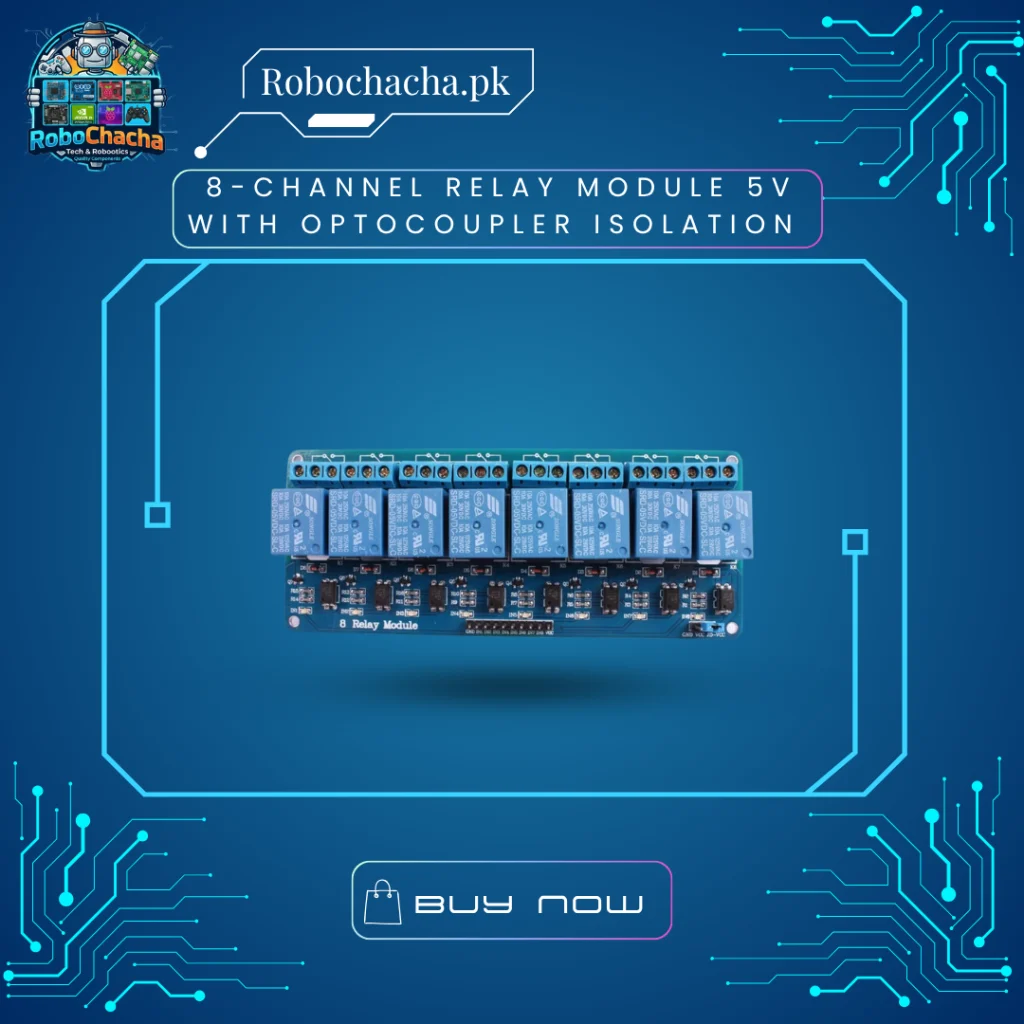 8-Channel 5V Relay Module Board with Optocoupler Isolation and High/Low Level Trigger for Arduino and Home Automation