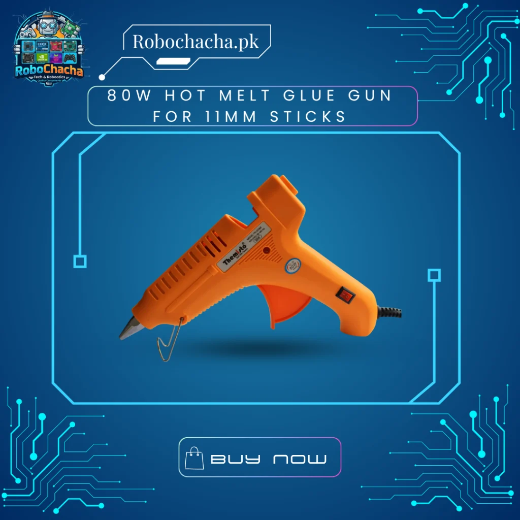 80W Heavy Duty Hot Melt Glue Gun for 11mm Adhesive Sticks with Trigger Feed and Safety Stand