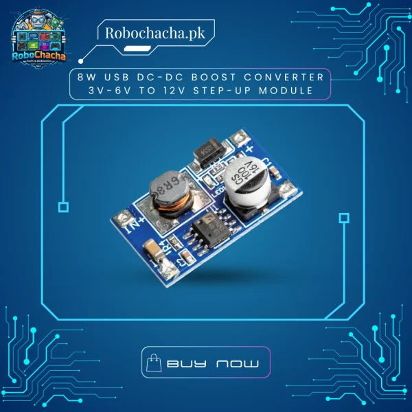 8W USB Input 5V to 12V DC-DC Step Up Boost Converter Module for Routers and Fans - Robochacha Pakistan