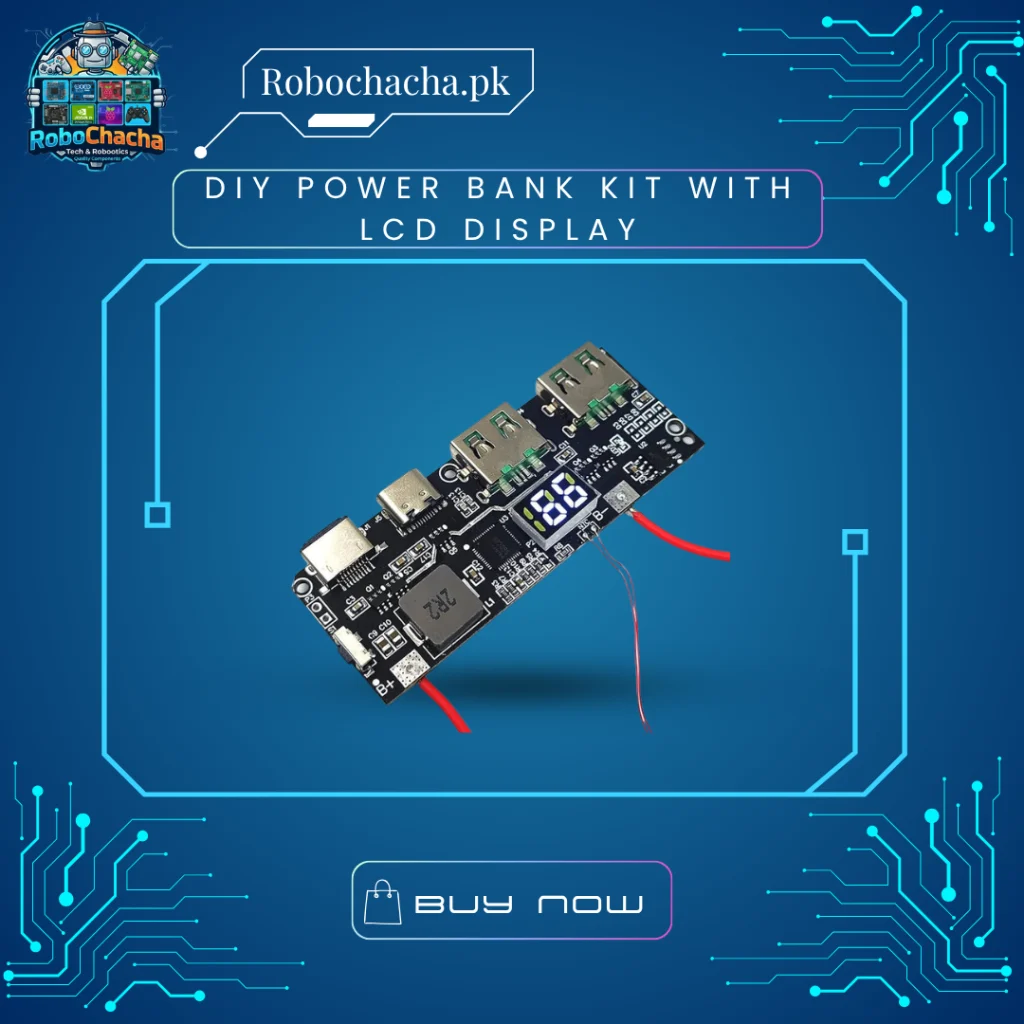 DIY Power Bank Kit Matte Enclosure Case with Intelligent LCD Percentage Display and Dual USB 5V 2A Output Board for 18650 Batteries
