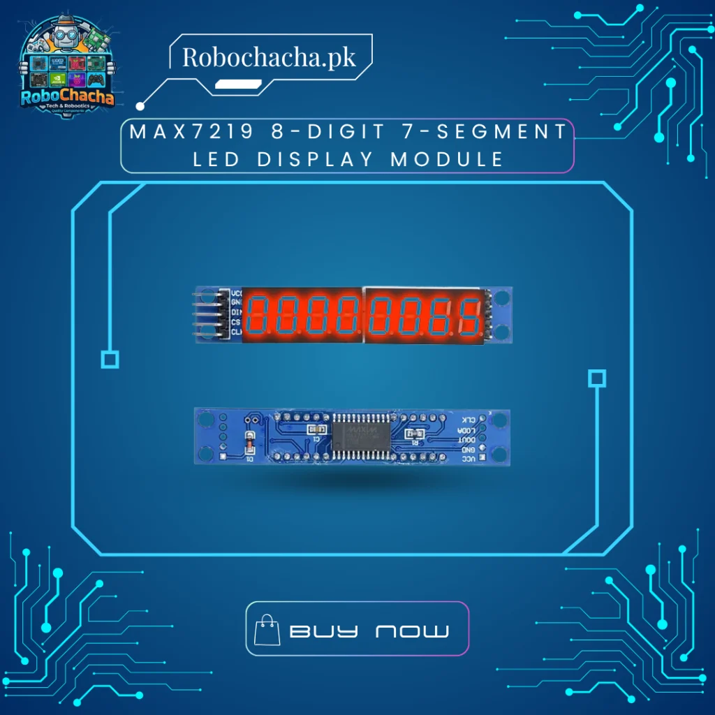 MAX7219 8-Digit 7-Segment LED Display Module Red Alphanumeric for Arduino and Robotics