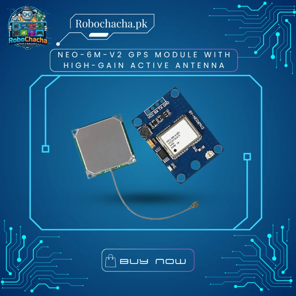 NEO-6M-V2 u-blox 6 Series GPS Receiver Module with External High-Gain Active Antenna and Connecting Cable
