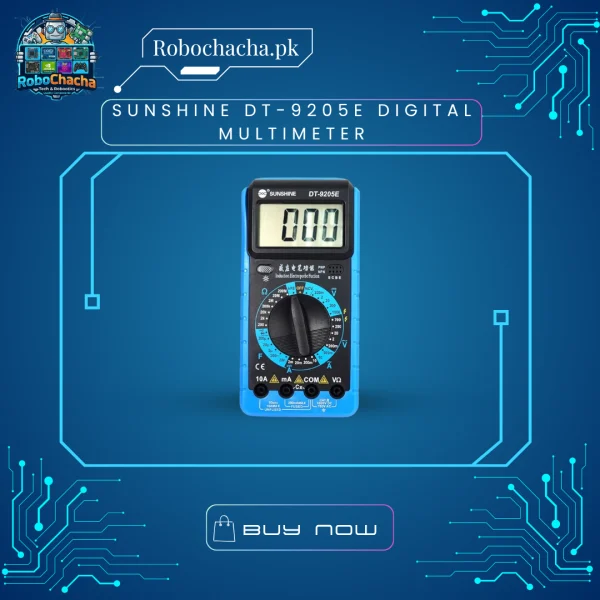 SUNSHINE DT-9205E Digital Multimeter with Adjustable Large LCD Display and Protective Holster