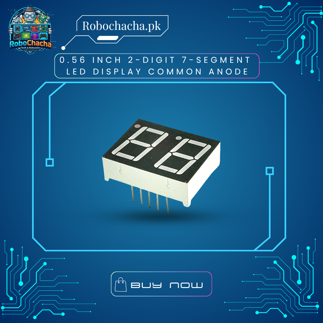 0.56 Inch 2-Digit 7-Segment LED Display Common Anode 0.56 Inch 2-Digit 7-Segment Common Anode Red LED Display Raw 10-Pin Multiplexed Module