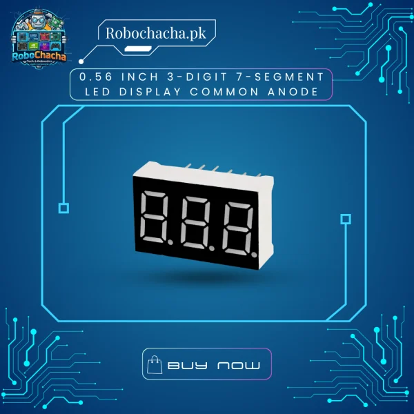 0.56 Inch 3-Digit 7-Segment Common Anode Red LED Display Raw Multiplexed Module