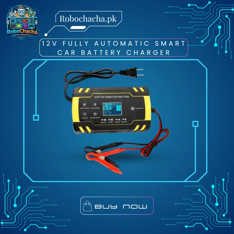 12V Fully Automatic Smart Automotive Car Battery Charger and Pulse Repair Tool with Digital LCD Screen Display and Heavy Duty Clamps