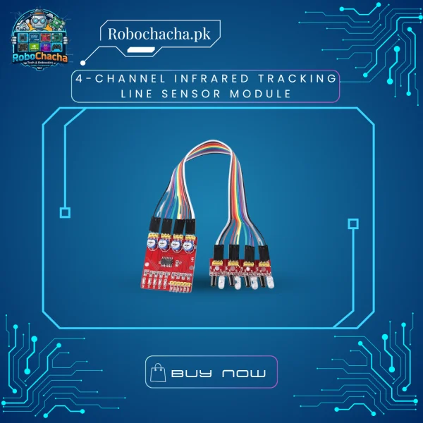 4-Channel Infrared Tracking Line Sensor Module with TCRT5000 Probes and LM393 Comparator for Arduino Robot Car