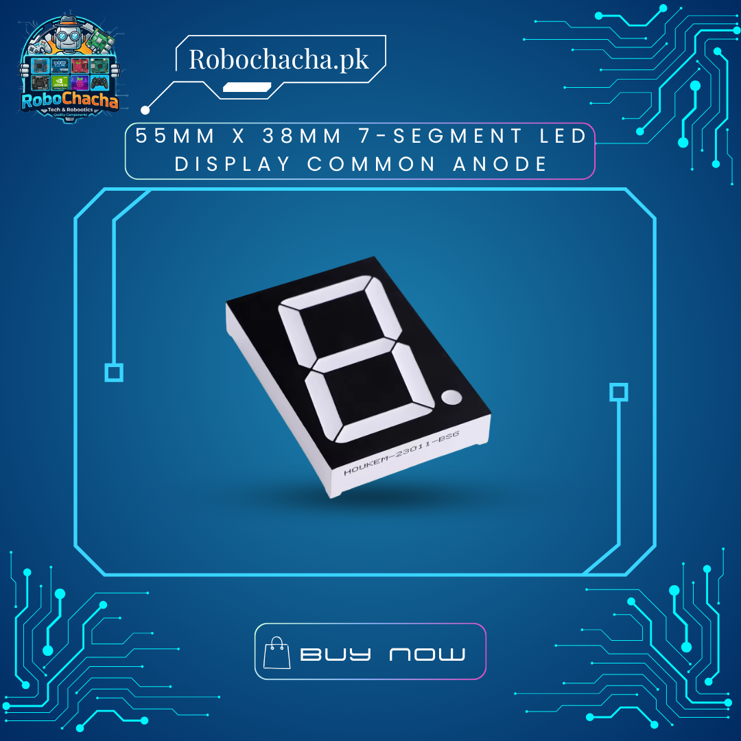 55mm x 38mm 7-Segment LED Display Common Anode 55mm x 38mm 2.3 Inch Single Digit 7-Segment Red LED Display Module Common Anode for Industrial Panels and Clocks