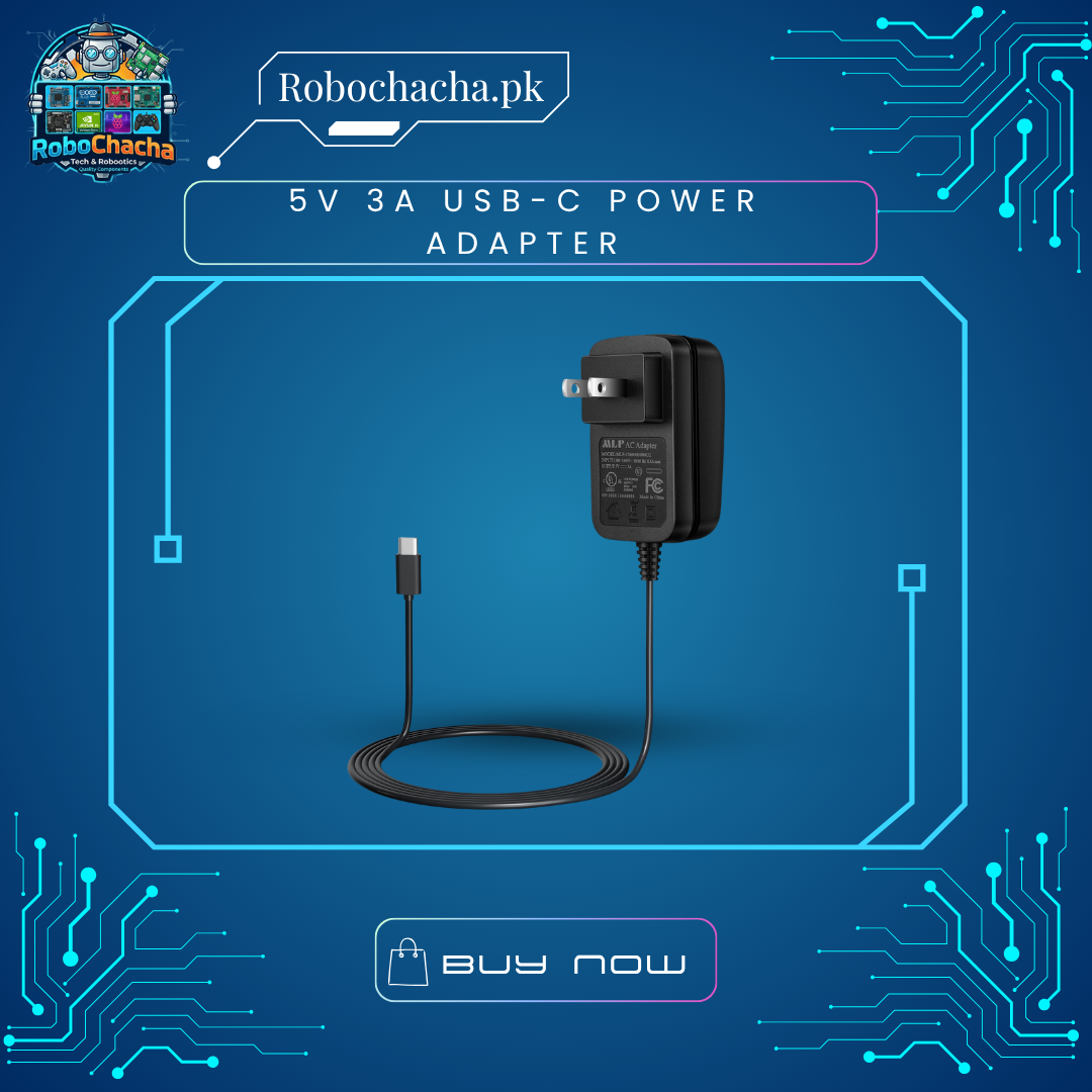 5V 3A USB-C Power Adapter 5V 3A USB-C Power Adapter UK Plug for Raspberry Pi 4 and High-Power DIY Electronics