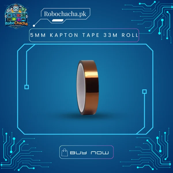5mm x 33m High Temperature Heat Resistant Kapton Polyimide Insulation Tape Roll for PCB Soldering Repair