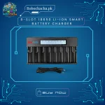 8-Slot 18650 Smart Lithium Ion Battery Charger Station with 220V AC Input and Individual LED Charging Status Lights