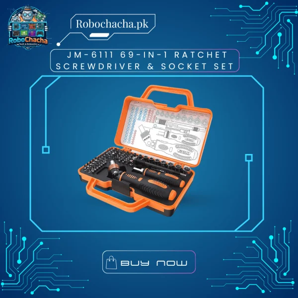 Jakemy JM-6111 69 in 1 Multi-Functional Dual Ratchet Screwdriver and Socket Hand Tool Repair Kit in Organized Storage Box