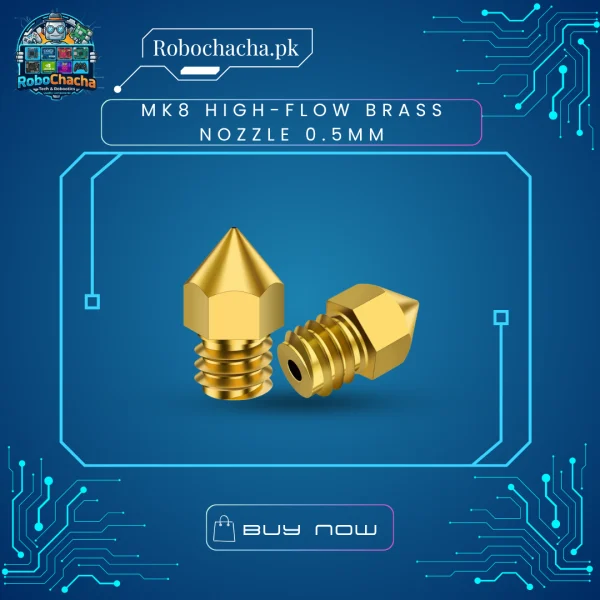 High-Flow MK8 0.5mm M6 Threaded Brass Extruder Nozzle Replacement for 1.75mm Filament Structural 3D Printing