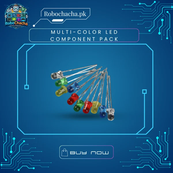 Multi-Color LED Component Pack Multi-Color Component Packet of Assorted 3mm and 5mm Diffused Through-Hole LEDs in Red, Green, Blue, Yellow, and White