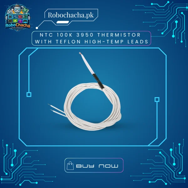 NTC 100K 3950 Glass Bead Thermistor Sensor with 1-Meter Teflon High-Temperature Wire Leads for 3D Printers