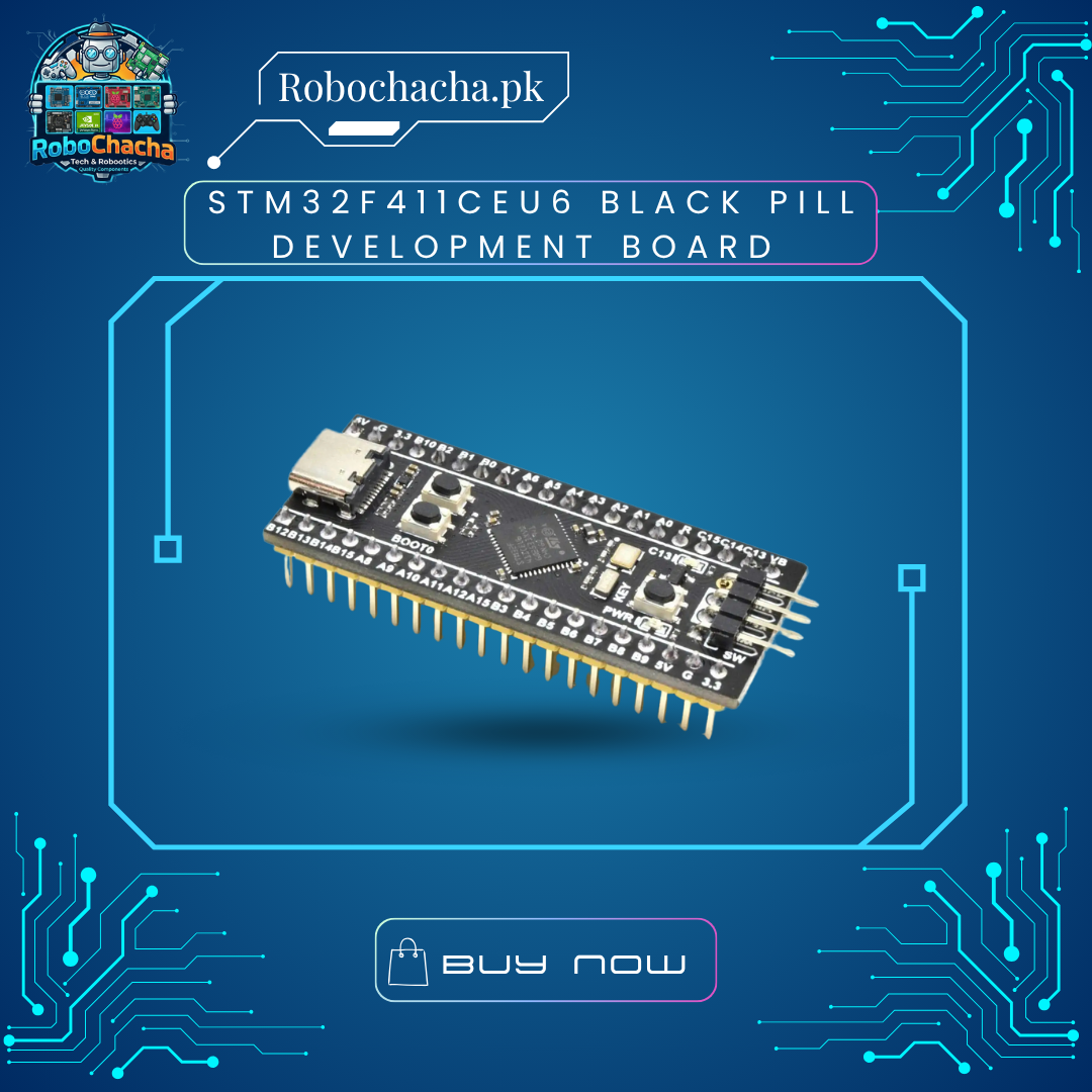 STM32F411CEU6 Black Pill Development Board STM32F411CEU6 Black Pill 32-bit ARM Cortex-M4 Development Board with USB Type-C Interface for Robotics and Advanced Embedded Systems