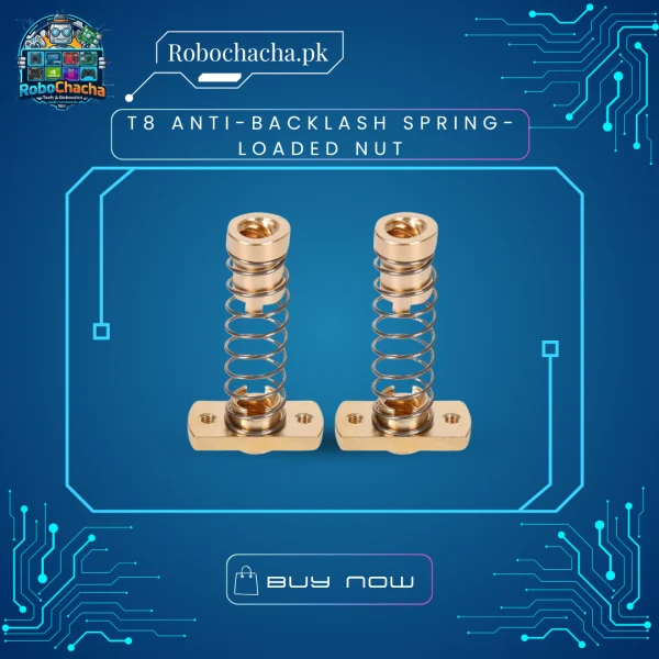 T8 Anti-Backlash Spring-Loaded Dual Brass Nut Assembly with Tension Spring for 8mm 3D Printer and CNC Lead Screws