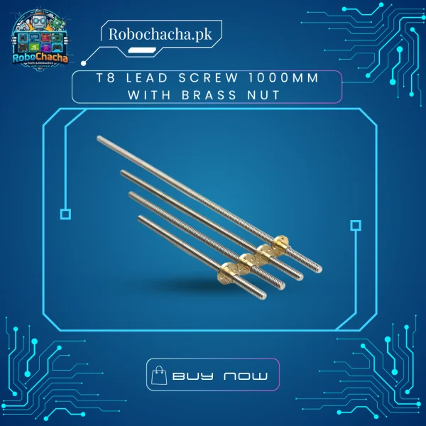 T8x2 1000mm Stainless Steel Lead Screw 8mm Diameter 2mm Pitch 2mm Lead with Matching Brass Nut