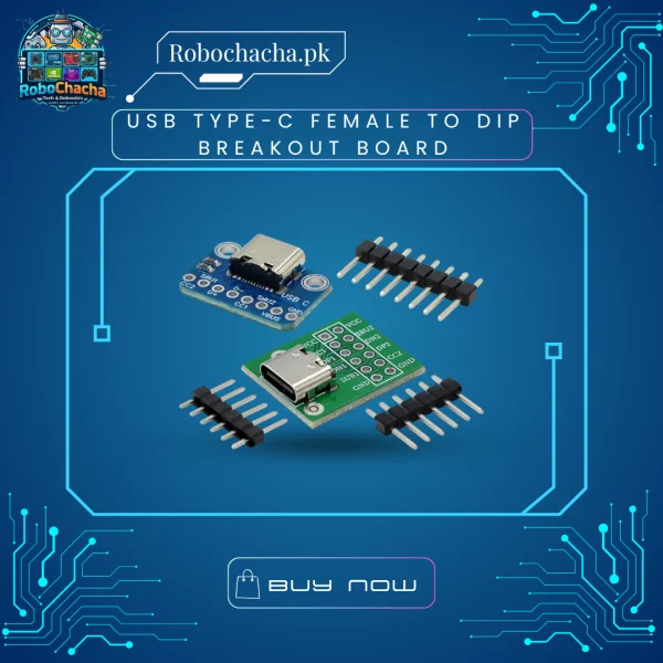 USB Type-C Female to DIP Breakout Board for DIY Electronics and Breadboard Prototyping