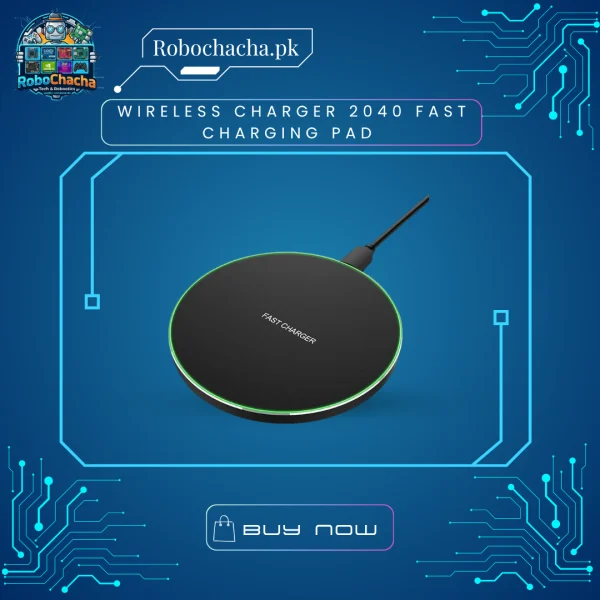 Ultra-Slim 15W Wireless Charger 2040 Fast Charging Pad in White with USB-C Input and Anti-Slip Ring
